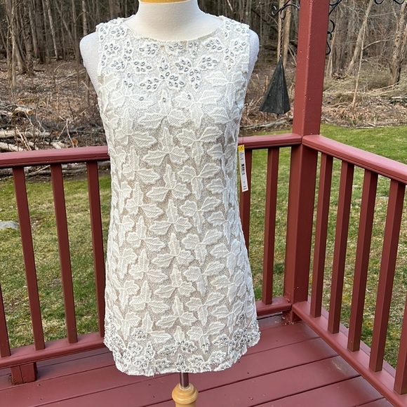 New! Alice and Olivia SZ 2, crystal jacquard lace shift dress. - Picture 3 of 13